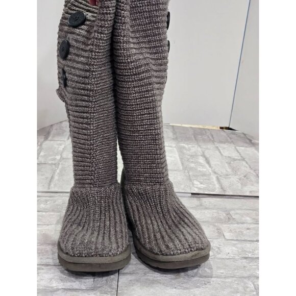 UGG Australia Cardy Classic Tall Knit Socks Sweater Boots Women's Size 7 Gray - Picture 7 of 9
